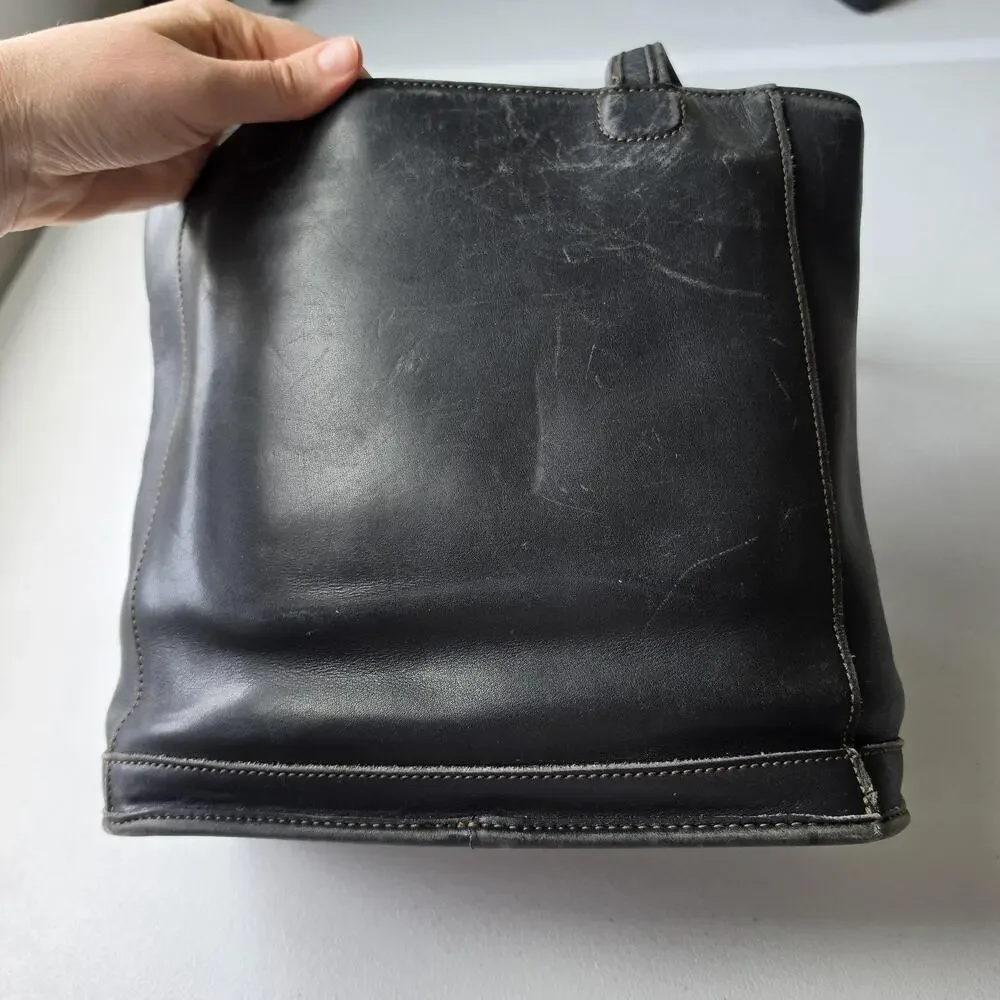 Vintage Coach Bleeker Tote Bag Small Black Leather Shoulder Purse 9305 USA